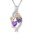 thumbnail image 1 of Taioiat Double Birthstone Necklaces for Women 18K Gold Plated Birthstone Rose Flower Jewelry Anniversary Valentines Day Mother's Day Birthday Gifts for Her Wife Girlfriend Mom, 1 of 7