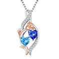 thumbnail image 1 of Taioiat Double Birthstone Necklaces for Women 18K Gold Plated Birthstone Rose Flower Jewelry Anniversary Valentines Day Mother's Day Birthday Gifts for Her Wife Girlfriend Mom, 1 of 7