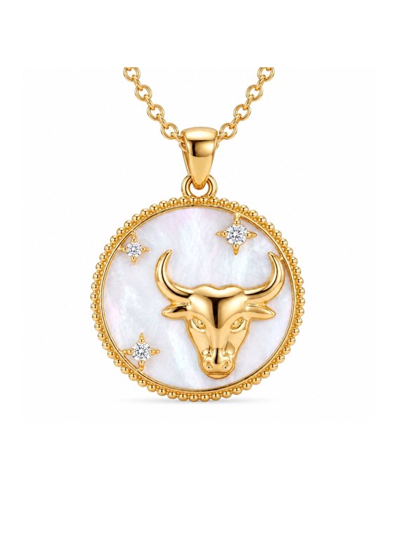 Taurus Constellation Necklace 14k Gold Plated Zodiac Pendant Horoscope Jewelry Constellation Gifts for Women Birthday Christmas