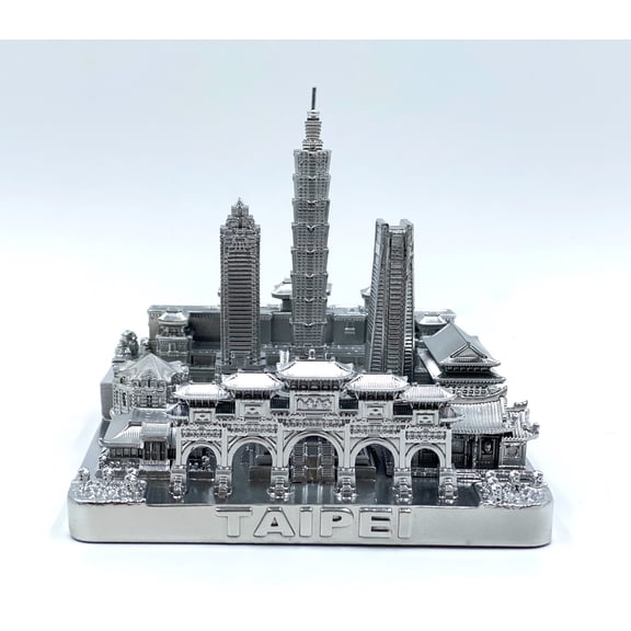 Taipei 3D City Famous Building Model Statue Souvenir Decoration for Home Office Silver 4
