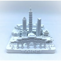 Taipei 3D City Famous Building Model Statue Souvenir Decoration for Home Office White 4”