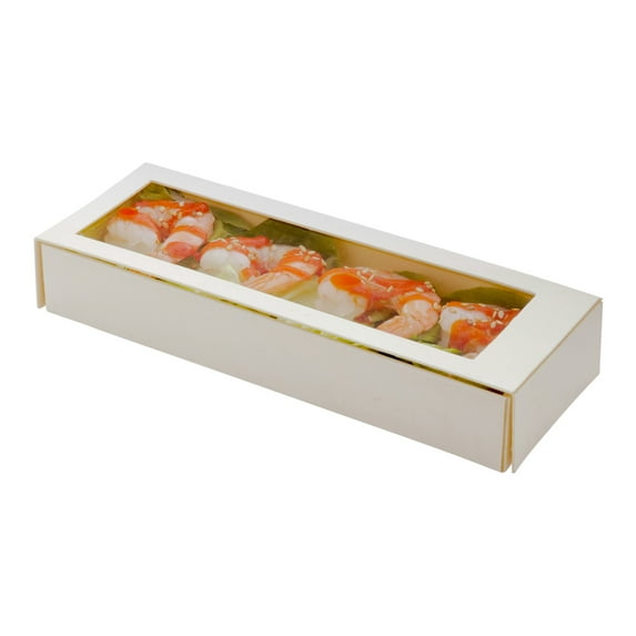 Taipei 9 oz Rectangle Poplar Container - with Window Flap Lid - 100 count box