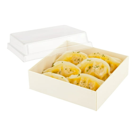 Taipei Clear Plastic Lid - Fits Square Poplar Straight Container - 100 count box