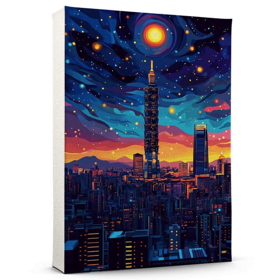 Taipei Travel Starry Night Canvas Print, Taiwan Canvas Wall art, Taipei Map Canvas, Taiwan Travel Art Picture Print -96AZ1341
