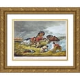 thumbnail image 1 of Tait, Arthur Fitzwilliam 24x19 Gold Ornate Wood Framed with Double Matting Museum Art Print Titled - Life On The Prairie - The Trappers Defense, Fire Fight Fire, 1 of 4