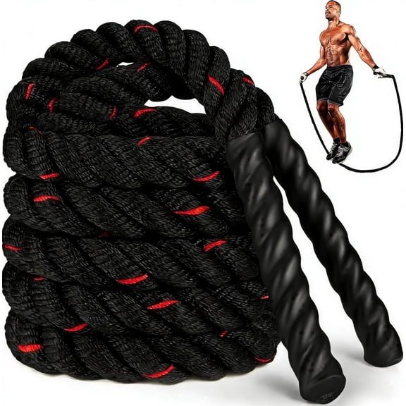 TaitWay 2.8lb 5lb Adult Anti-Slip Weighted Jump Rope, Heavy Skipping Rope, Black