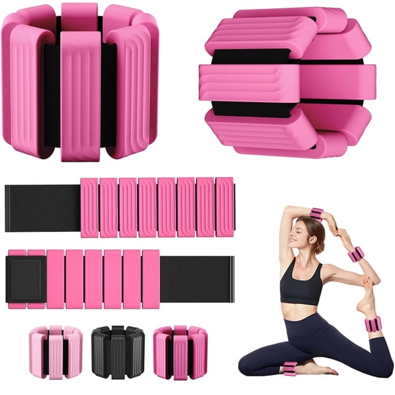 TaitWay 2Pcs Ankle & Wrist Weights Set, Adjustable Wrist Weight Bracelets, Fitness Essential, Rose Red, 2Lb/1Pair