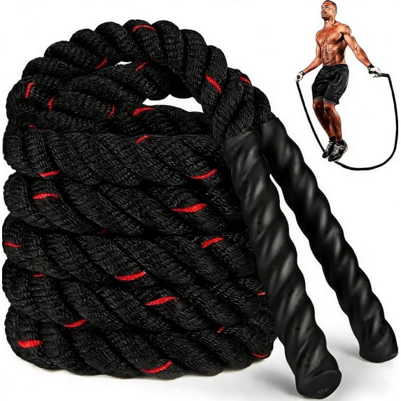 TaitWay 2.8lb 5lb Adult Anti-Slip Weighted Jump Rope, Heavy Skipping Rope, Black