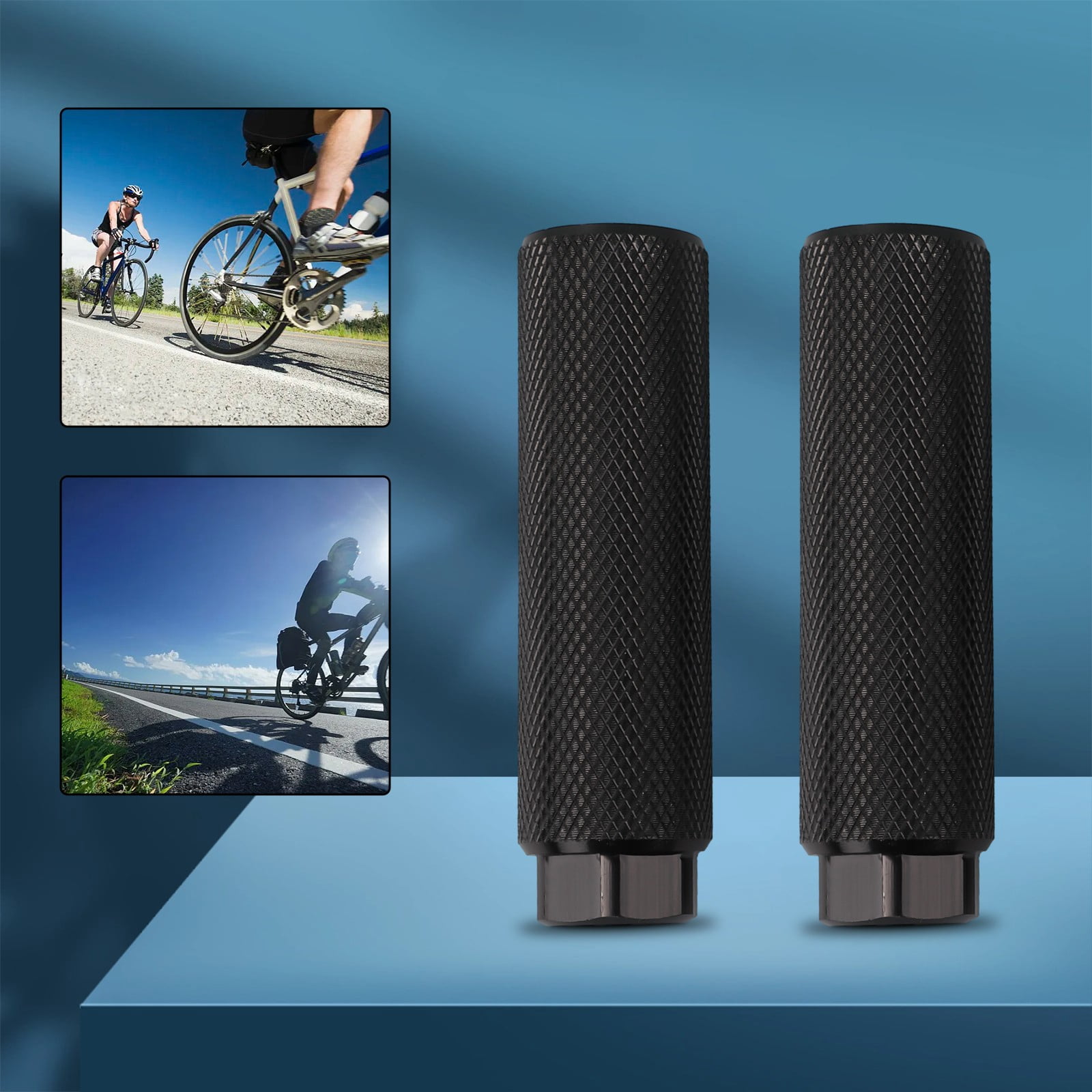 2 Pcs Blue Aluminum BMX Bike Pegs – Anti-Skid Stunt Pegs For 3/8 Inch Axles, Mountain & BMX Bikes