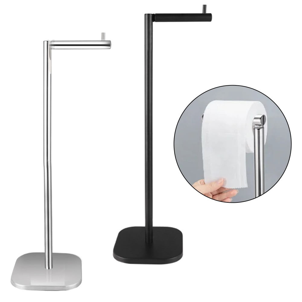 Brushed Steel Modern Free Standing Toilet Paper Holder