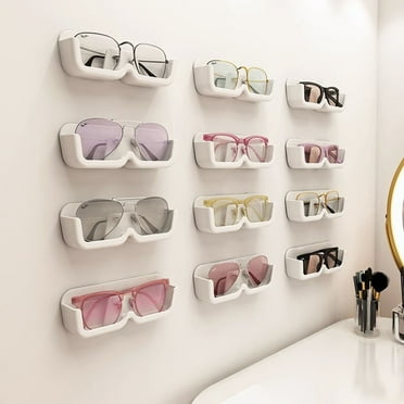 Taituoti Wall Mounted Glasses Organizer Sunglass Display Showcase Cabinet Storage Box,Gray