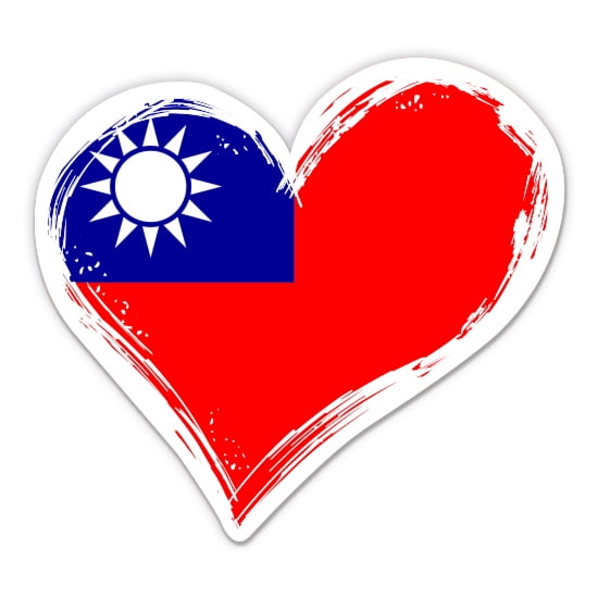 Taiwan Flag Heart - 5" Vinyl Sticker - For Car Laptop I-Pad - Waterproof Decal