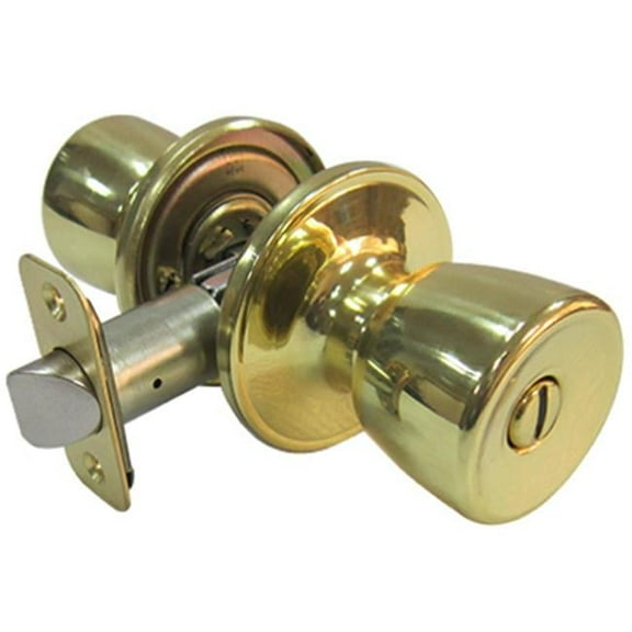 Taiwan Fu Hsing Industrial 221809 Tru-Guard Medium Tulip Style Knob Privacy Lockset, Polished Brass