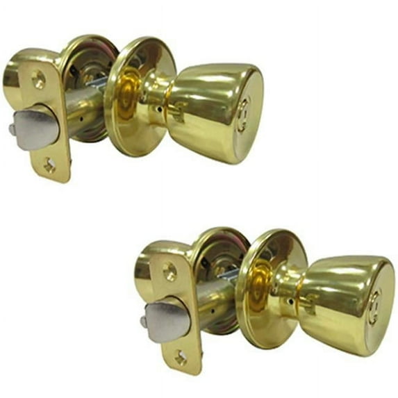 Taiwan Fu Hsing Industrial 221946 Tru-Guard 2 Pack Tulip Entry Lockset - Polished Brass
