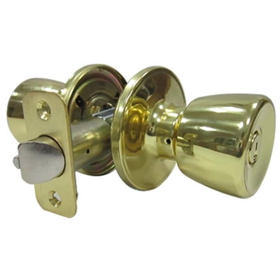 Taiwan Fu Hsing Industrial 221807 Tru-Guard Medium Tulip Style Knob Entry Lockset, Polished Brass