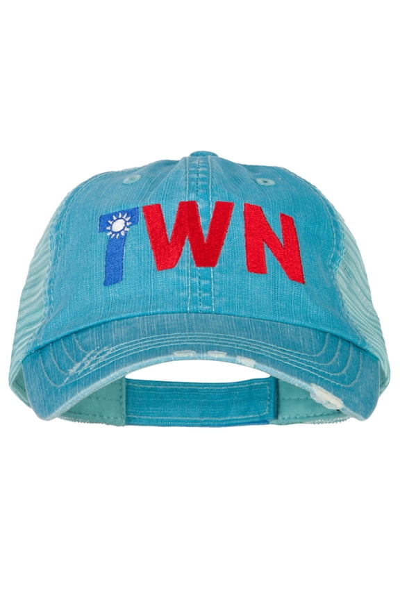 Taiwan TWN Flag Embroidered Low Profile Cotton Mesh Cap - Aqua OSFM