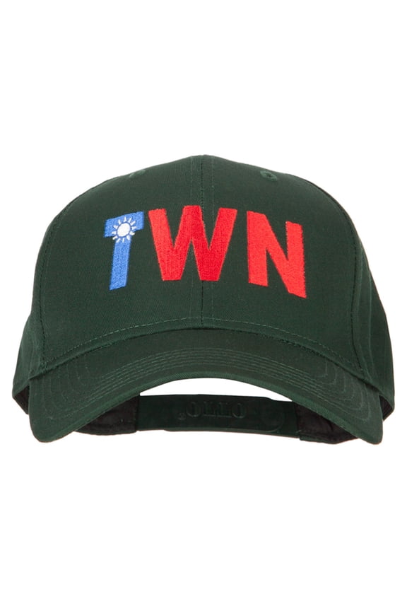 Taiwan TWN Flag Embroidered Solid Cotton Pro Style Cap - Dk Green OSFM