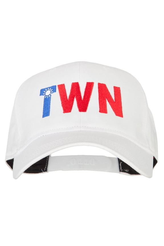 Taiwan TWN Flag Embroidered Solid Cotton Pro Style Cap - White OSFM