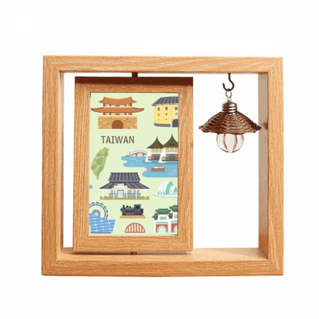 Taiwan Travel China Confucius Temple Wooden Rotating Picture Photo Frame 4x6