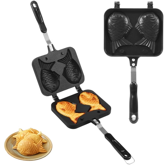 Taiyaki Fish Waffle Maker Machine with Non Stick Cooking Plate, Electric Japanese Fish Shaped Waffle Iron Pan, Korean Bungeoppang Pan, Easy to Clean