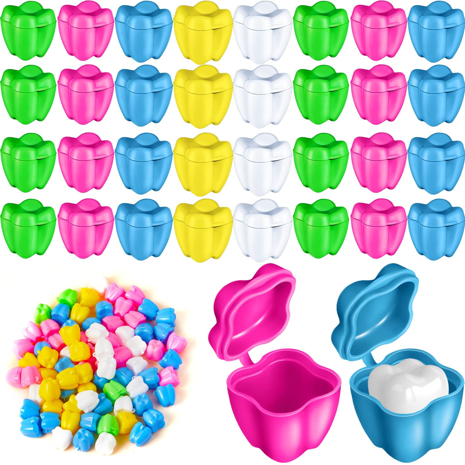 Taiyin 150 Pcs Colorful Tooth Savers Box, Plastic Tooth Holders bulk ...