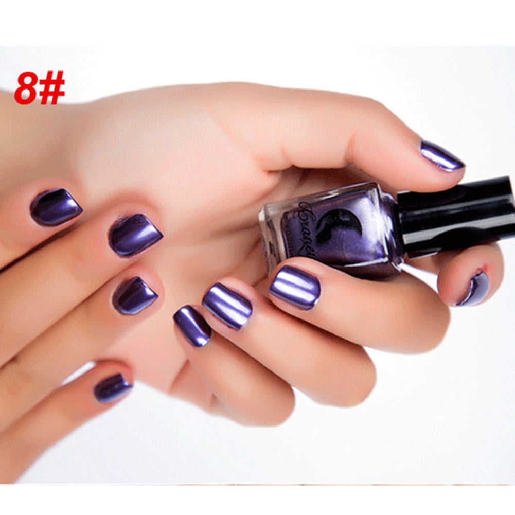 NEGJ Metallic Nail Polish Magic Mirror Effect Chrome Nail Art Polish  Varnish18ml Nail Stones Heart Glitter for Nails Impress Press on Nails  Medium Length Extra Long Press on Nails Makeup for Eyes 