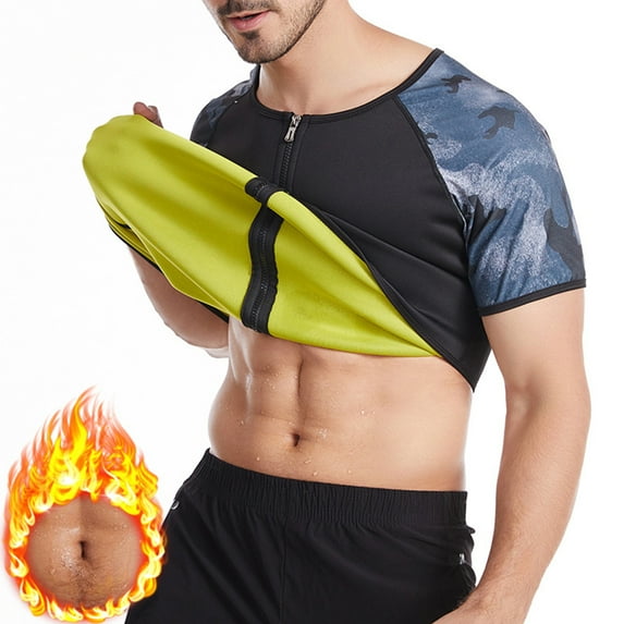 Taize Men Waist Trainer Soft Short Sleeve Round Neck Polyester Sauna Sport Sweat Corset for Gym