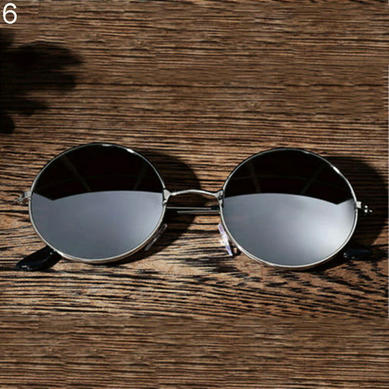 Taize Men's Women's Round Mirror Lens Glasses Outdoor UV Protection  Sunglasses Eyewear
