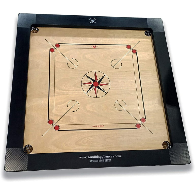 Taj Deluxe 12mm Carrom Board with Coins Striker and Powder