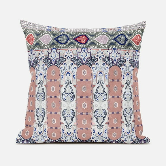 Taj Garden Columns Duo Throw Pillow with Removable Cover in White Pink Blue 20x20