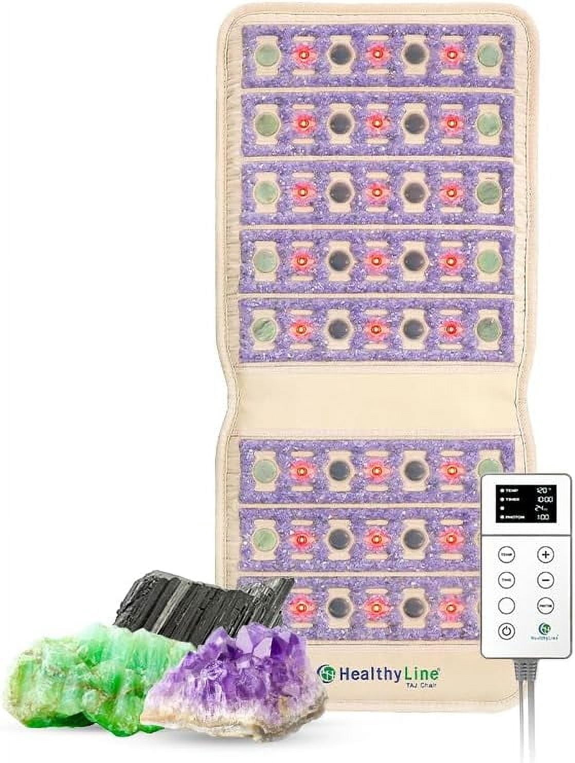 Far Infrared Chair Heating Pad - Natural Gemstones Mat for Back Pain - PEMF, Negative Ions and Photon Lights - 40" x 18"
