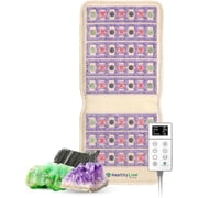 Far Infrared Chair Heating Pad - Natural Gemstones Mat for Back Pain - PEMF, Negative Ions and Photon Lights - 40 x 18