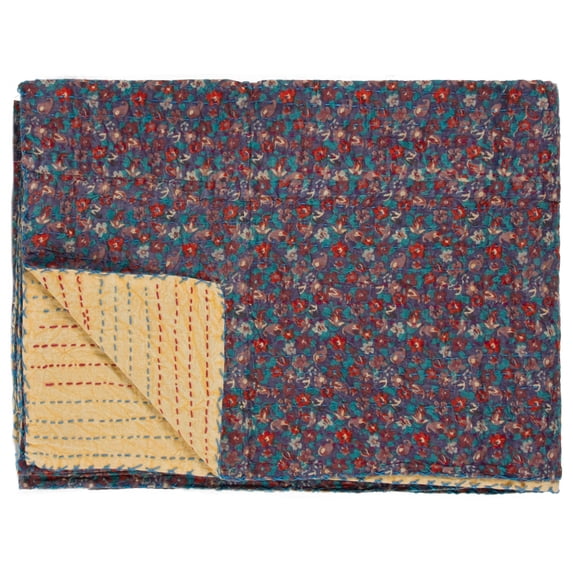 Taj Hotel Kantha Cotton Throw 50x70 Handcrafted Patchwork Indian Decor