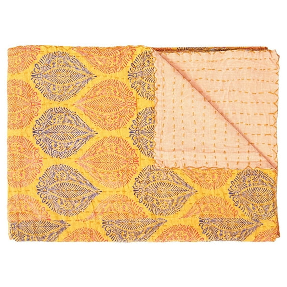 Taj Hotel Kantha Cotton Throw 50x70 Handcrafted Vintage Patchwork India Decor