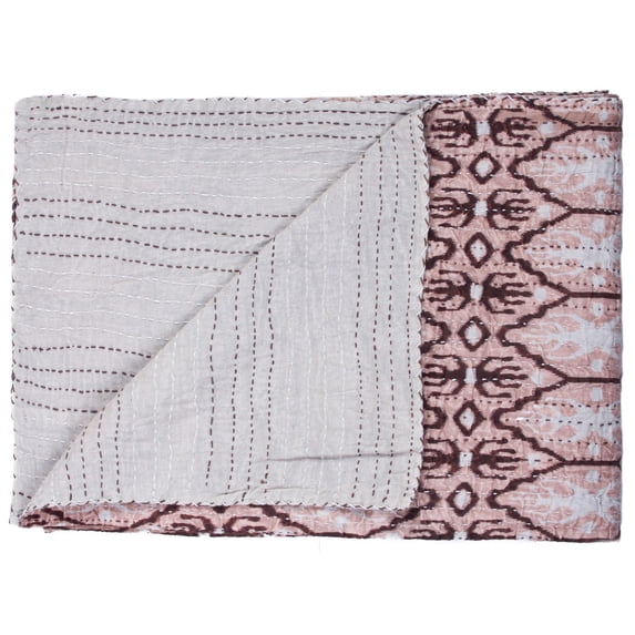 Taj Hotel Kantha Cotton Throw 50x70 Lightweight Handcrafted