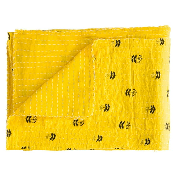 Taj Hotel Kantha Cotton Throw Blanket 50x70 Lightweight Patchwork India