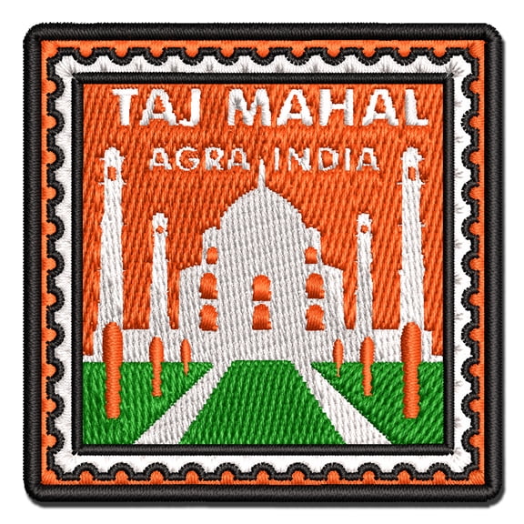 Taj Mahal Agra India Destination Travel Applique Multi-Color Embroidered Hook & Loop Patch - 3 Inch Medium