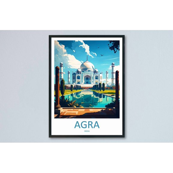 Taj Mahal Agra India Historic Architecture Travel Decorative Interior Home Wall Art Poster