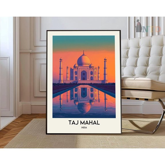 Taj Mahal Agra Poster, Iconic Indian Monument And Travel Decor