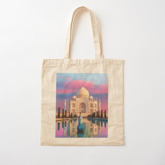 Taj Mahal Canvas Tote Bags, Reusable Shopping Bag