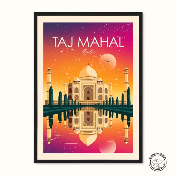 Taj Mahal India Historic Architecture Travel Wall Art Poster Decor