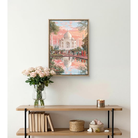 Taj Mahal India Poster, Pastel Sunset Travel Art