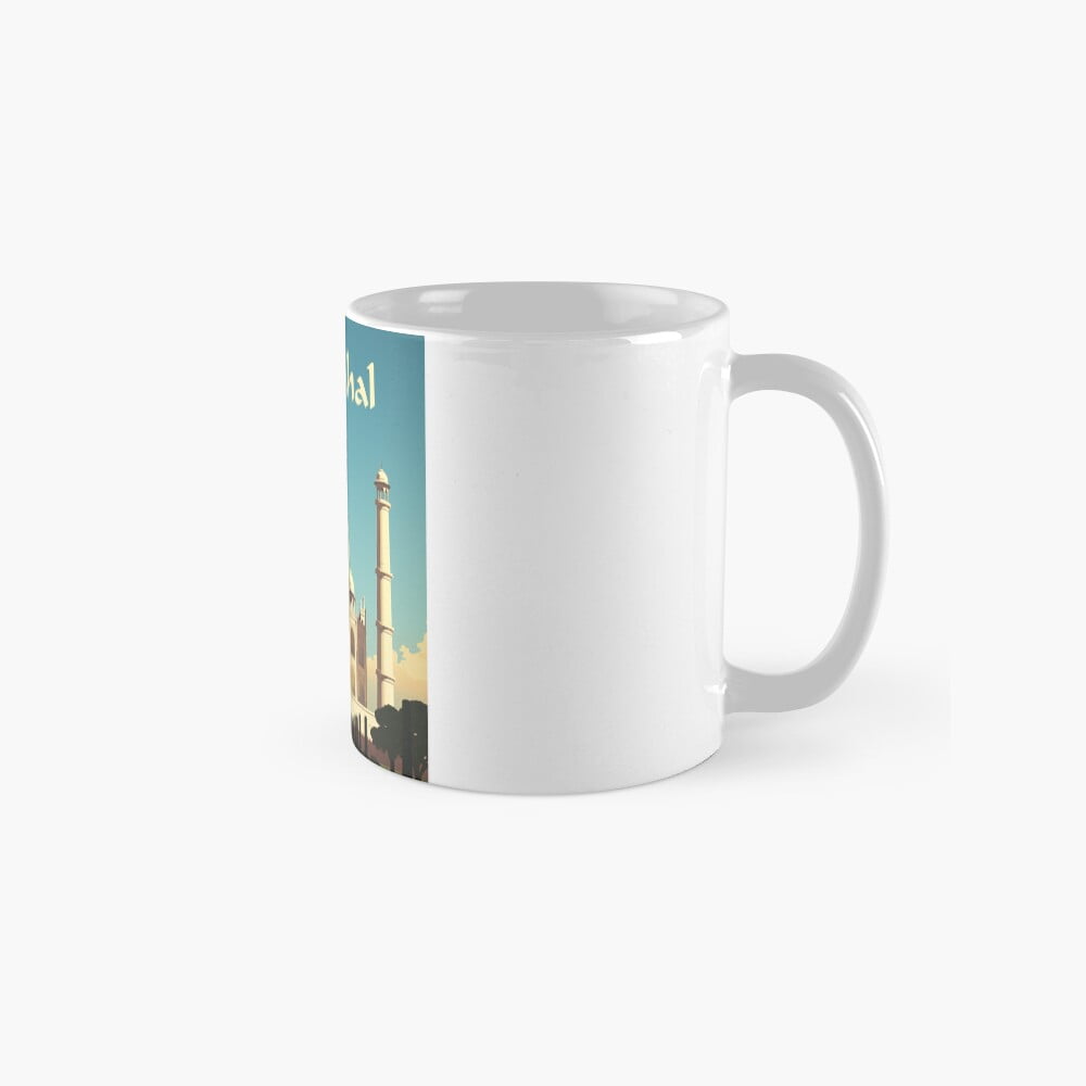 Taj Mahal India Vintage Travel Poster Retro Classic Mug, Ceramic Coffee ...