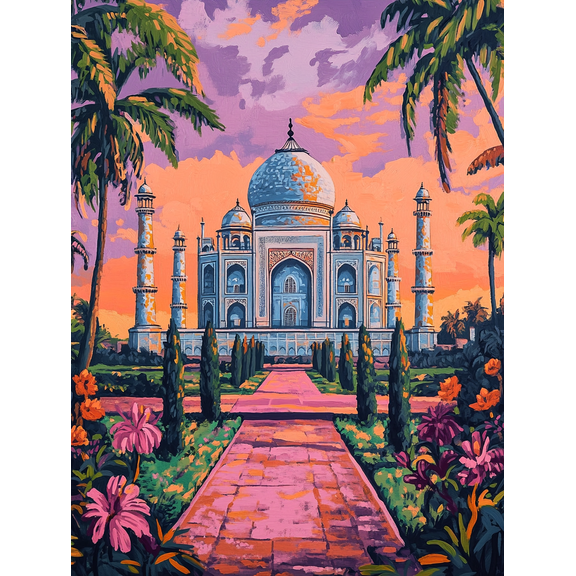 Taj Mahal Sunset Canvas Print/Wall ArtPerfect for Living RoomBedroomOfficeDining Room and Hotel Decoration.
