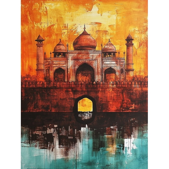 Taj Mahal Sunset Canvas Wall ArtSuitable for Living Room Bedroom Office Hotel and Restaurant Decoration.
