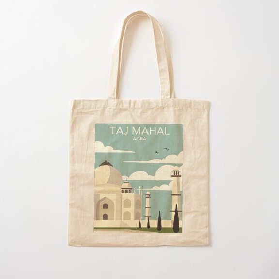 Taj Mahal Travel Canvas Tote Bags, Reusable Shopping Bag