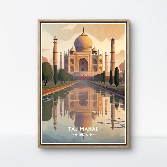 Taj Mahal Vintage Agra India Iconic Monument Wall Art Print