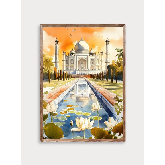 Taj Mahal Watercolour Print India Wall Art Agra Travel Indian Architecture Decor, Unframed Paper Print