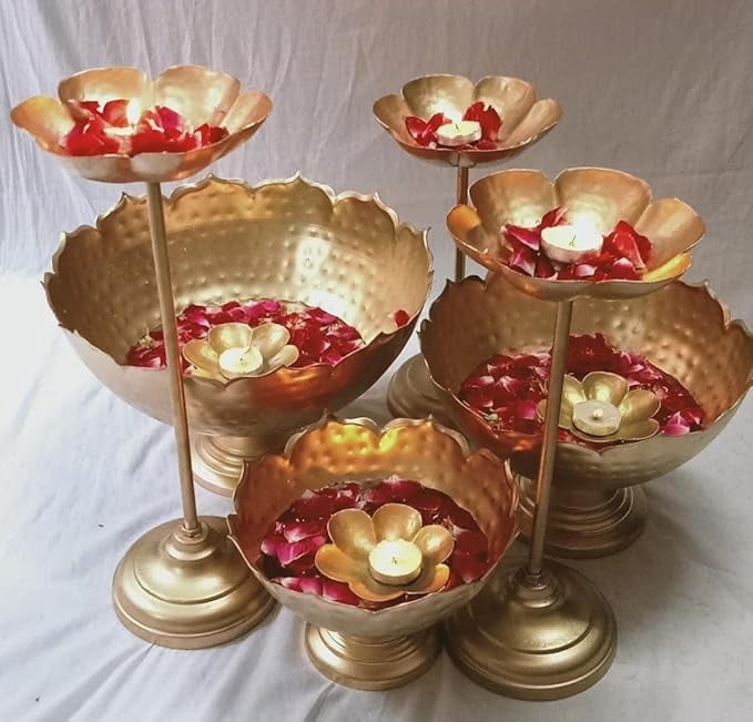 Crafty Jaipur Gold Iron Decorative Bowls, Set of 9