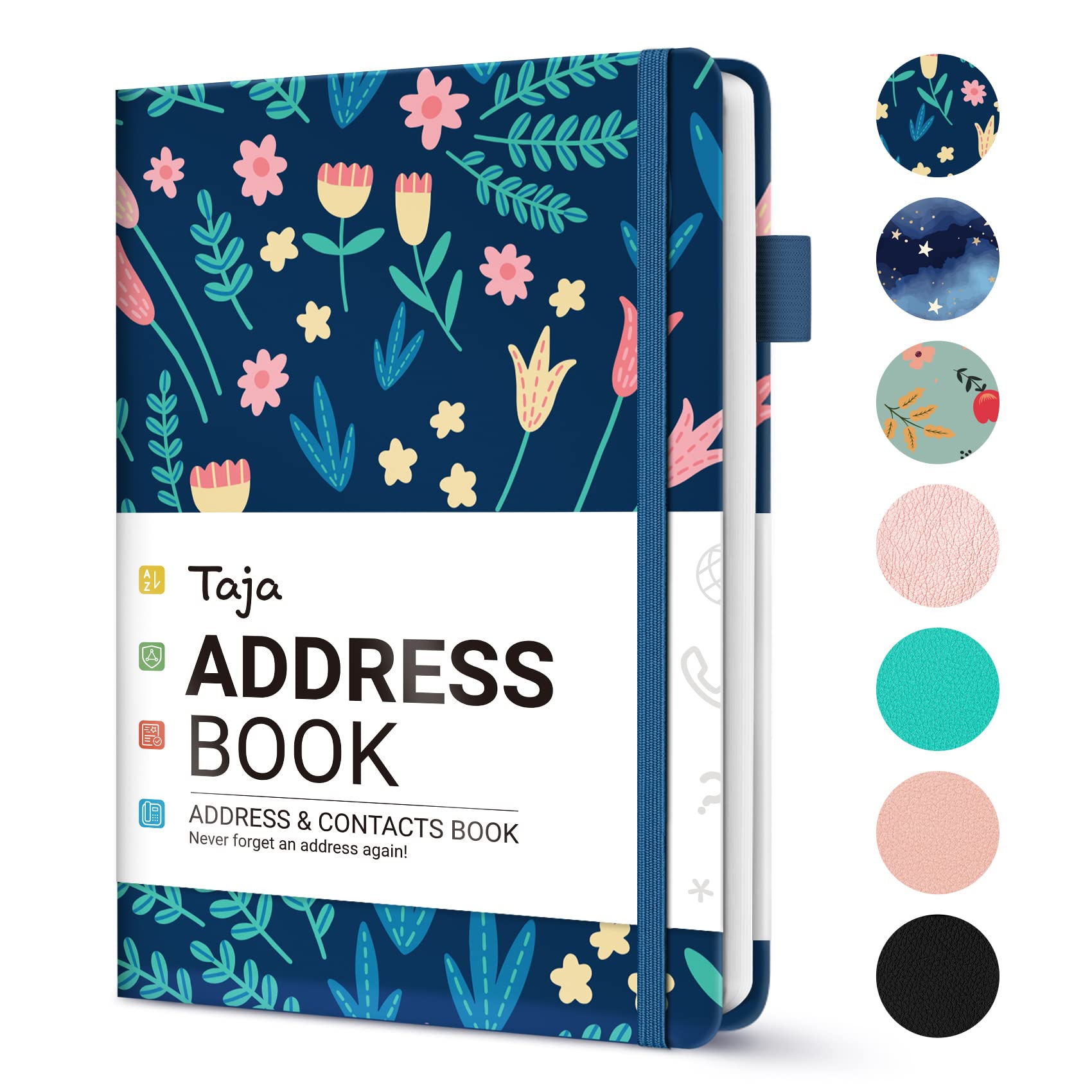 Taja Address Book with Alphabetical Tabs,Hardcover Address Book Large